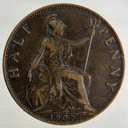 1907 Edward VII Half-Penny Coin | Fine Collectable Grade