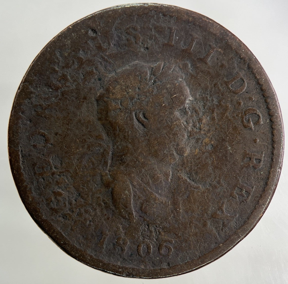 1806 George III 3rd Half-Penny Coin | Fair Grade