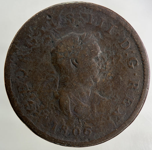 1806 George III 3rd Half-Penny Coin | Fair Grade