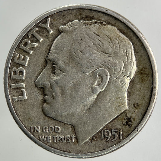 1951 US USA Roosevelt One Dime Silver Coin | Collectable Grade