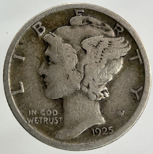 1925-D US USA Mercury One Dime Silver Coin | Collectable Grade