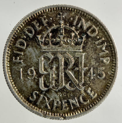 1945 George VI Sixpence Silver Coin | Fine Collectable Grade