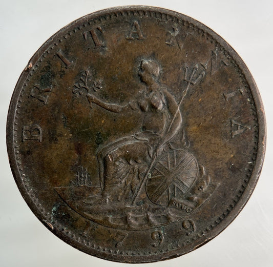 1799 George III 3rd Half-Penny Coin | Very High Grade