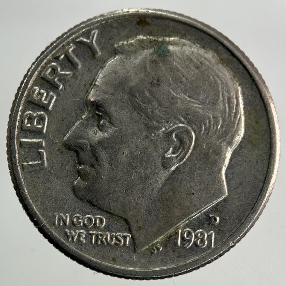 1981-D US USA Roosevelt Dime Coin | Fine Collectable Grade