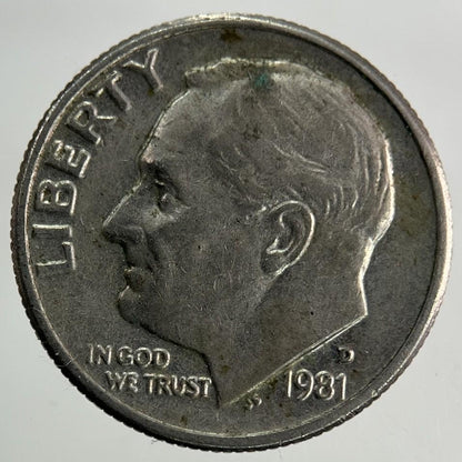1981-D US USA Roosevelt Dime Coin | Fine Collectable Grade