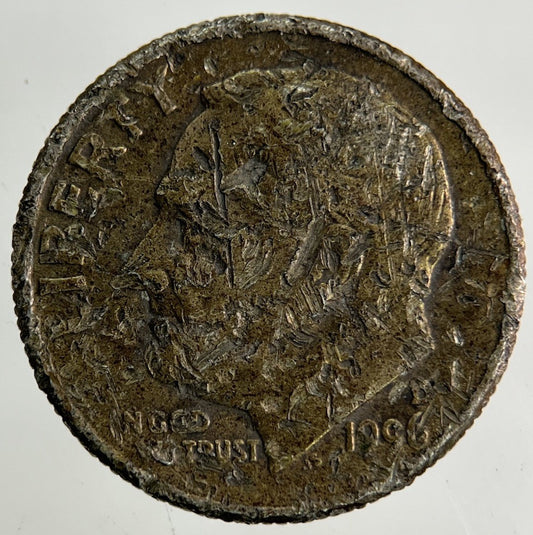 1996-D US USA Roosevelt Dime Coin | Worn Grade