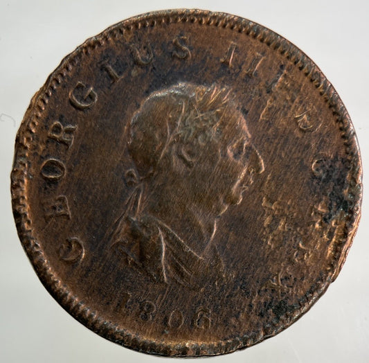 1806 George III 3rd Half-Penny Coin | Fine Collectable Grade