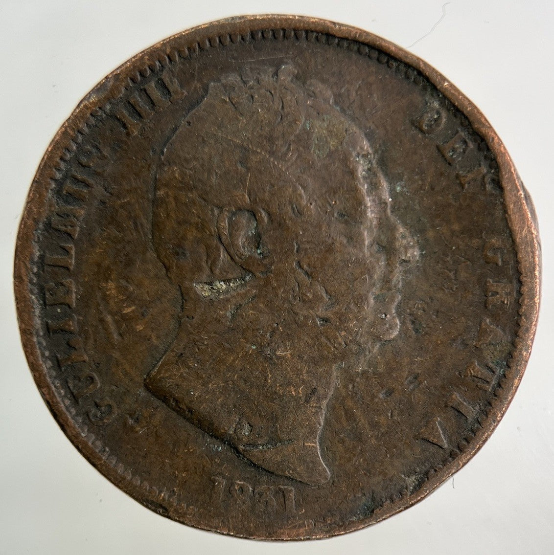 1831 William IV Half-Penny Coin | Fair Grade