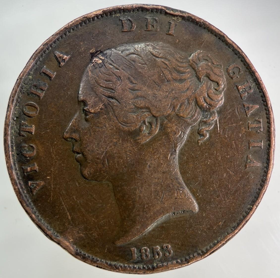 1853 Victoria One Penny Coin | Fine Collectable Grade