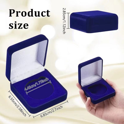 1 x Coin / Medal Display Blue Velvet Storage Protective Box + 40mm Coin Capsule