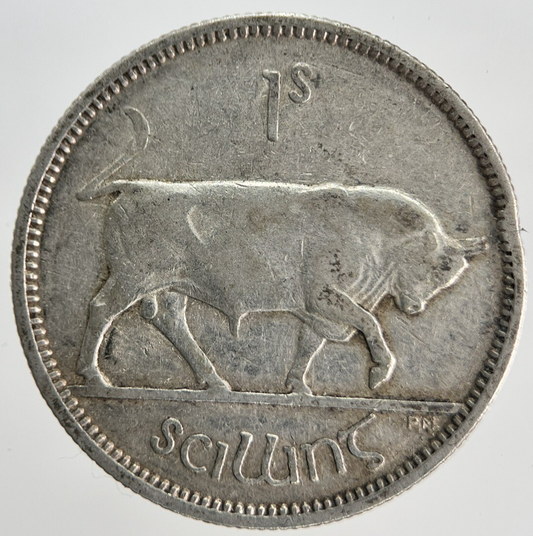 1942 Irish Bull 1 One Shilling Silver Coin | Fine Collectable Grade | a1858