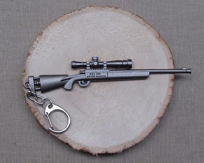 Mini Metal Grey Sniper Rifle With Scope Gun Keyring Premium Keychain Gift UK