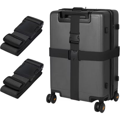 2 x Black Adjustable Strong Safety Travel Suitcase Luggage Baggage Straps Belt