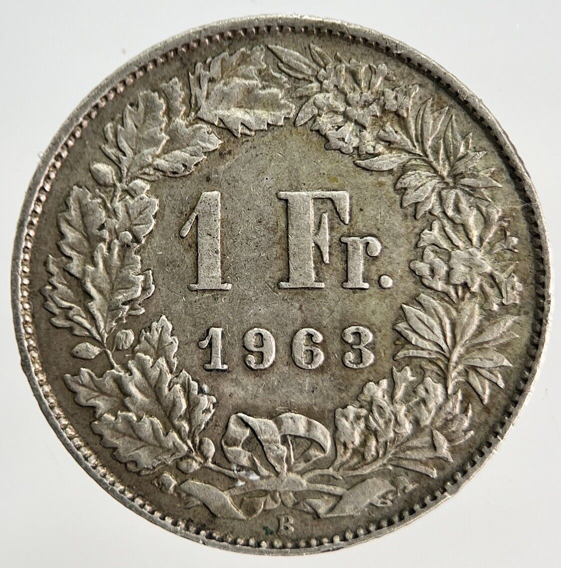 1963-B Swiss 1 One Franc Silver Coin | Fine Collectable Grade | a1874
