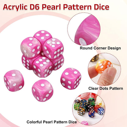 12 x Pearl Pink White 12mm Dice Dungeons and Dragons RPG Role Playing Board Game