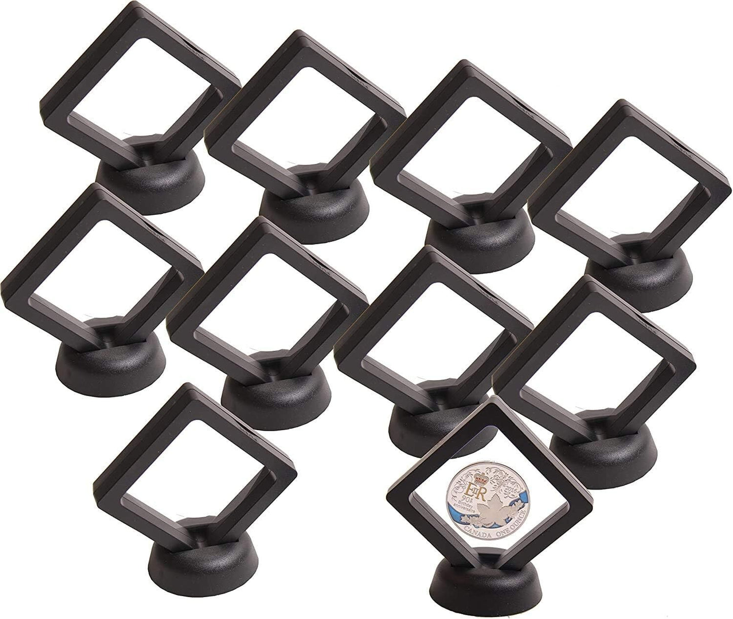 10 x Black Transparent Coin Display Stand For 1oz Silver or Gold Coins