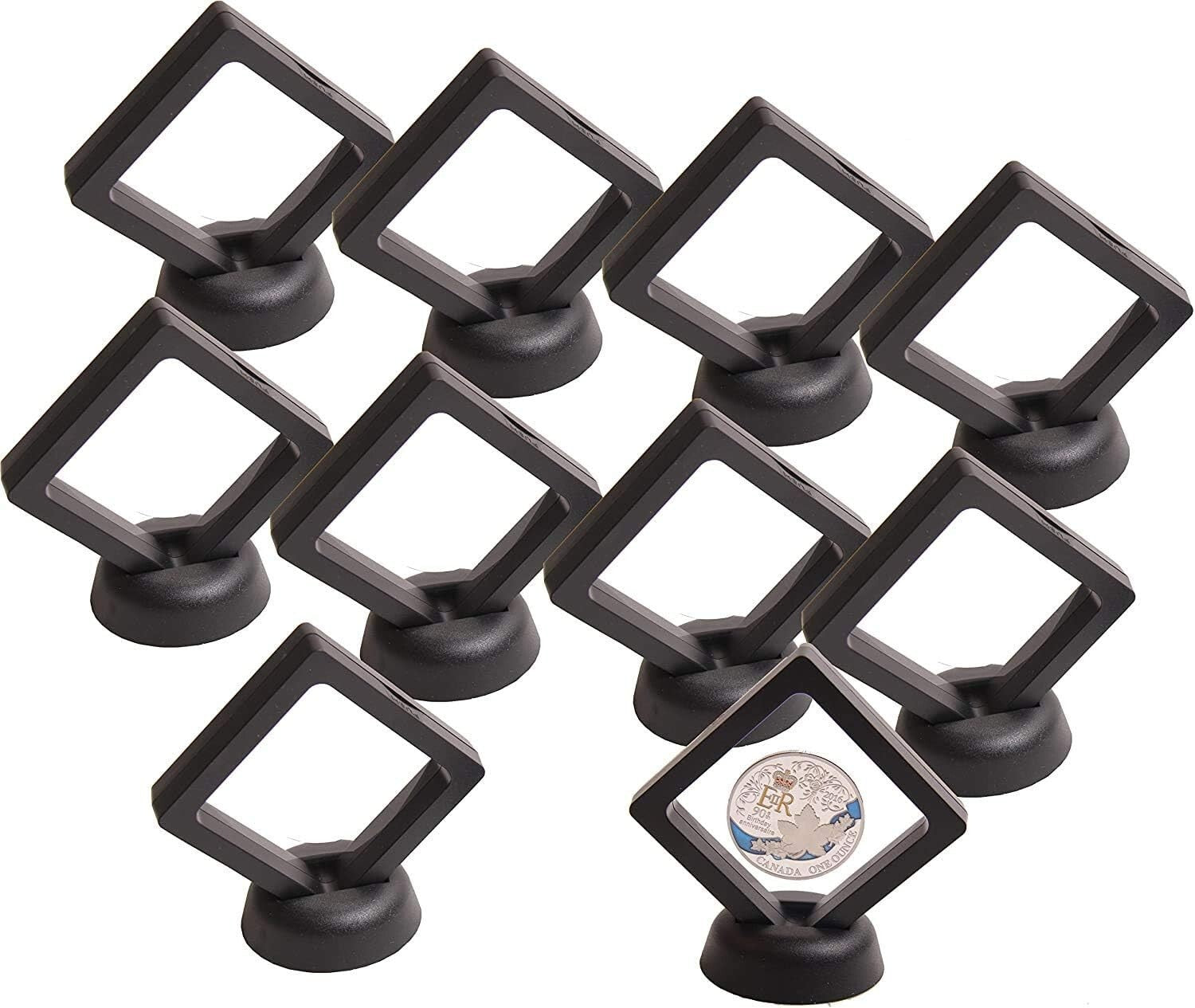 10 x Black Transparent Coin Display Stand For 1oz Silver or Gold Coins