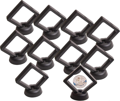 10 x Black Transparent Coin Display Stand For 1oz Silver or Gold Coins