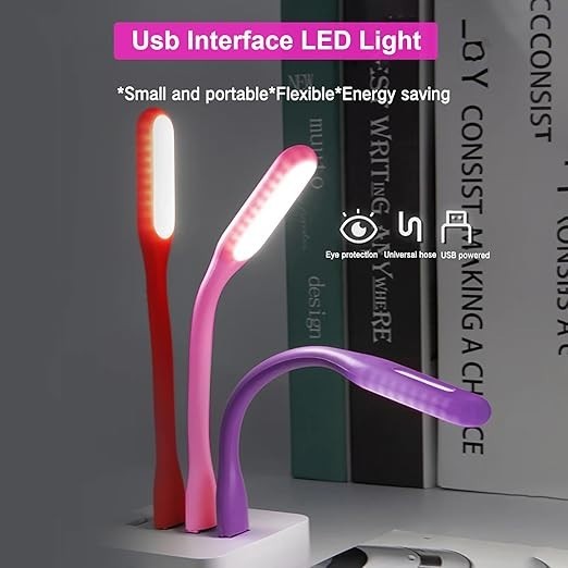 Purple Travel USB LED Bending Torch Flash - Light Night Reading Light UK Stock