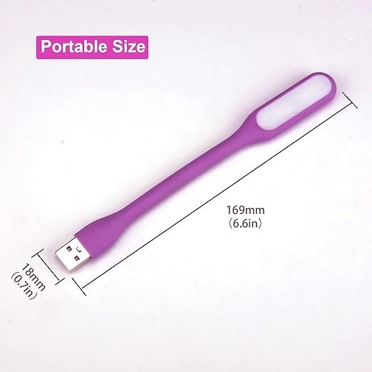 Purple Travel USB LED Bending Torch Flash - Light Night Reading Light UK Stock