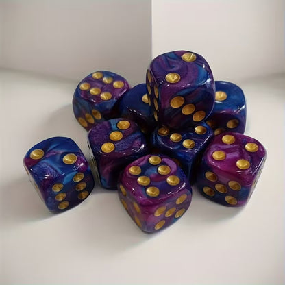 12 x Pink Blue / Gold 12mm Dice Dungeons and Dragons RPG Role Playing Board Game