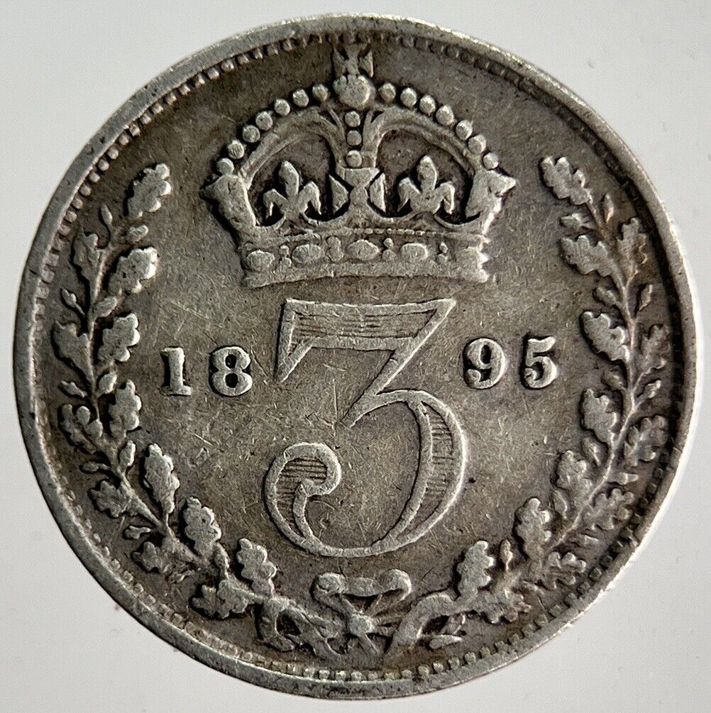 1895 Veiled Head Victoria Threepence Silver Coin | Collectable Grade | a4015