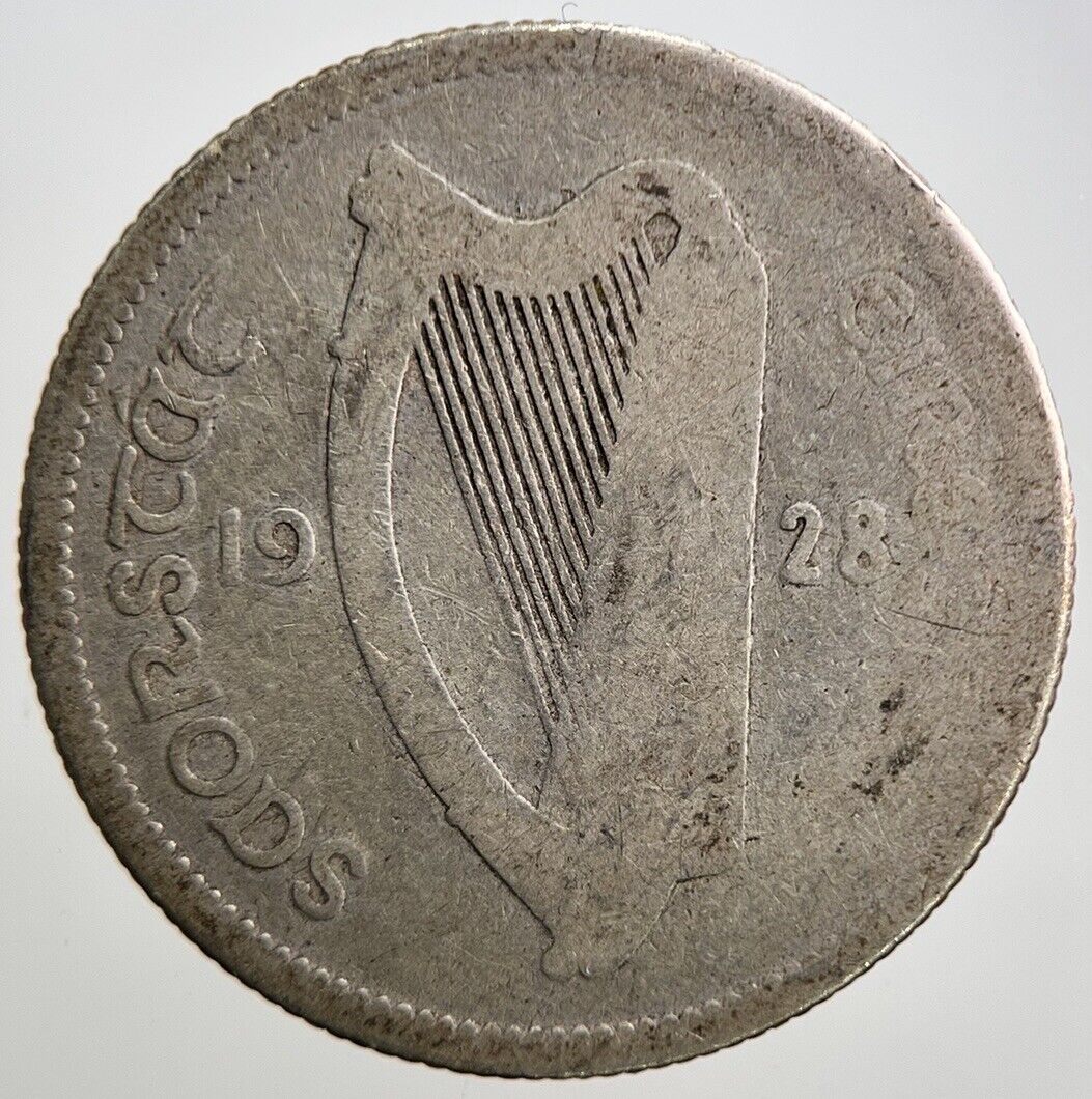 1928 Irish Shilling 1s Bull Silver Coin | Fair Grade