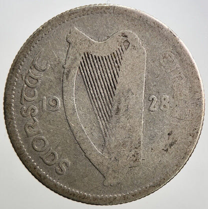 1928 Irish Shilling 1s Bull Silver Coin | Fair Grade