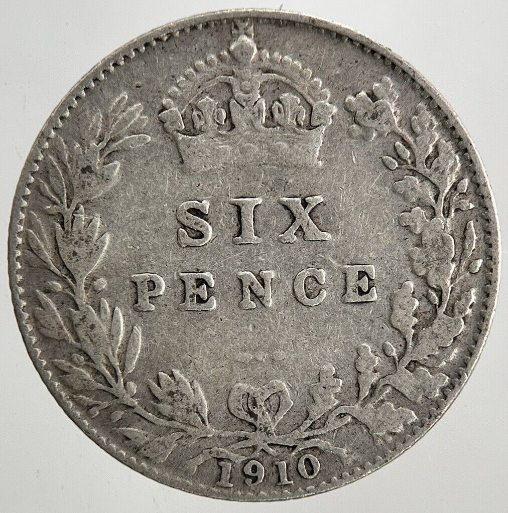 1910 Edward VII Sixpence Silver Coin | Fine Collectable Grade | a9084