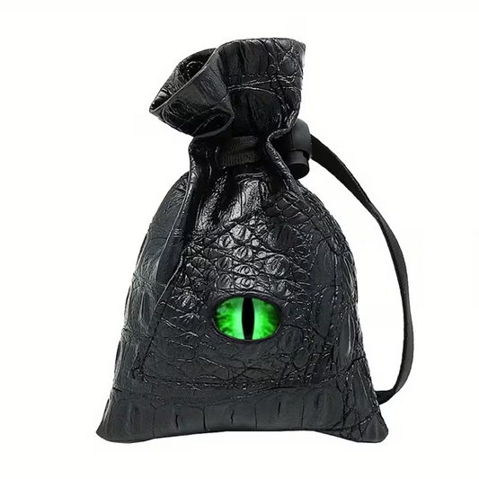 Black & Green Dragon Eye Coin or Dice Storage Pouch Sack Bag