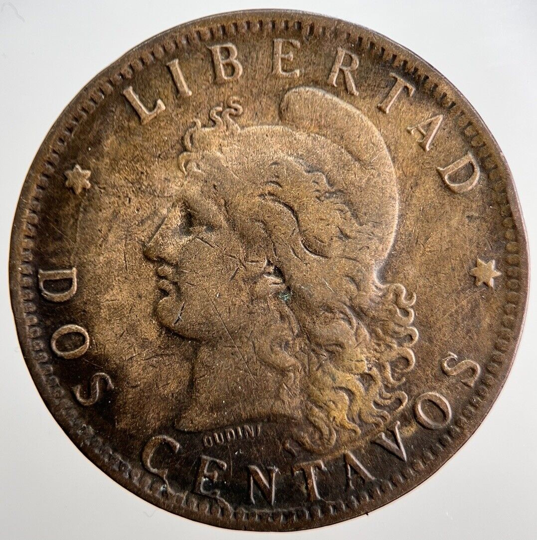 1893 Argentinian Dos Two Centavos Coin | Fine Collectable Grade | a2518