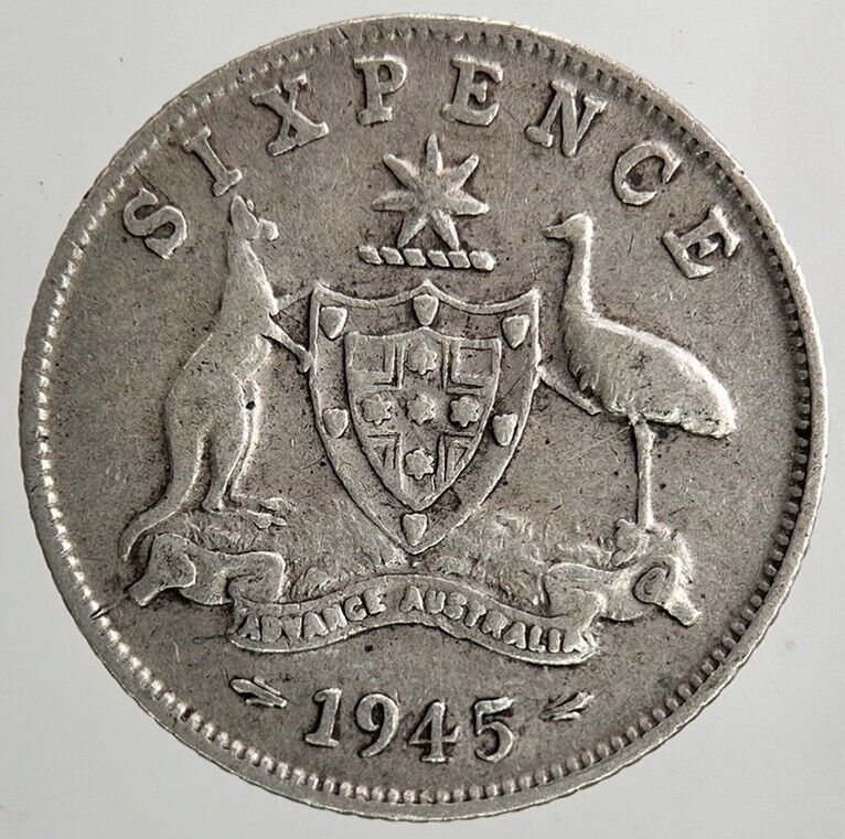 1945 Australia Sixpence Silver Coin | Fine Collectable Grade | a6443