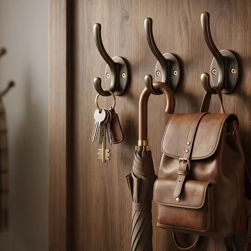 x3 Metal Antiqued Retro Clothing Coat Door Hook Wall Mounted Hanging Holder