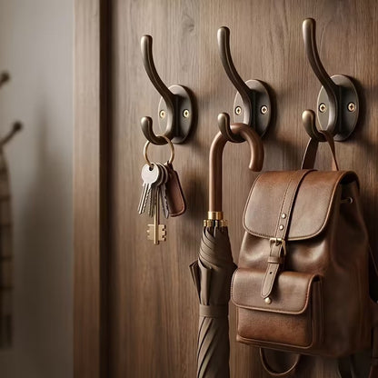 x3 Metal Antiqued Retro Clothing Coat Door Hook Wall Mounted Hanging Holder