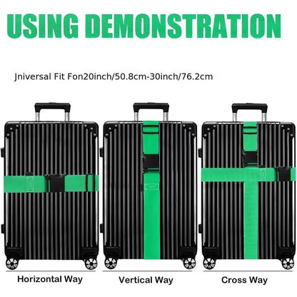 2 x Black Adjustable Strong Safety Travel Suitcase Luggage Baggage Straps Belt