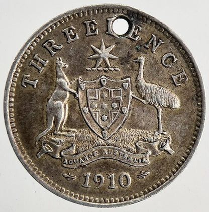 1910 Australia Threepence Silver Coin | Very Fine Grade | a9569
