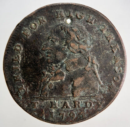 1794 T Hardy Tried For High Treason Half-Penny Token | Collectable Grade | a1836