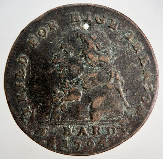 1794 T Hardy Tried For High Treason Half-Penny Token | Collectable Grade | a1836