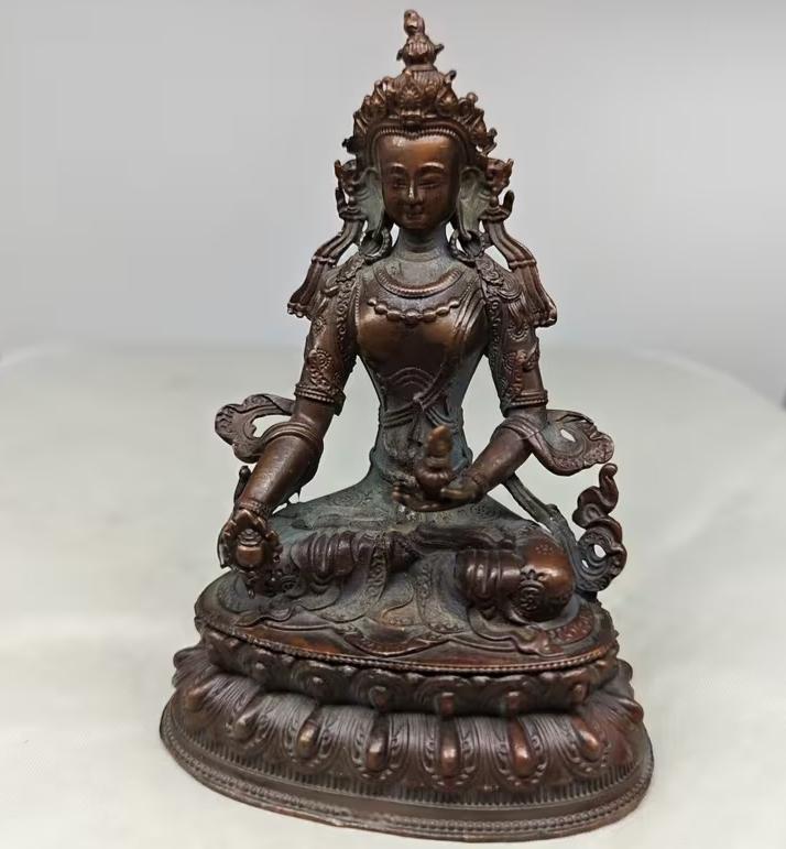 Vintage Heavy Tibetan Style Meditating Buddha Metal Statue Sculpture Gift UK