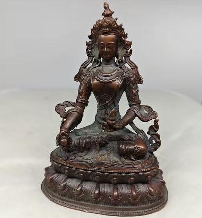 Vintage Heavy Tibetan Style Meditating Buddha Metal Statue Sculpture Gift UK