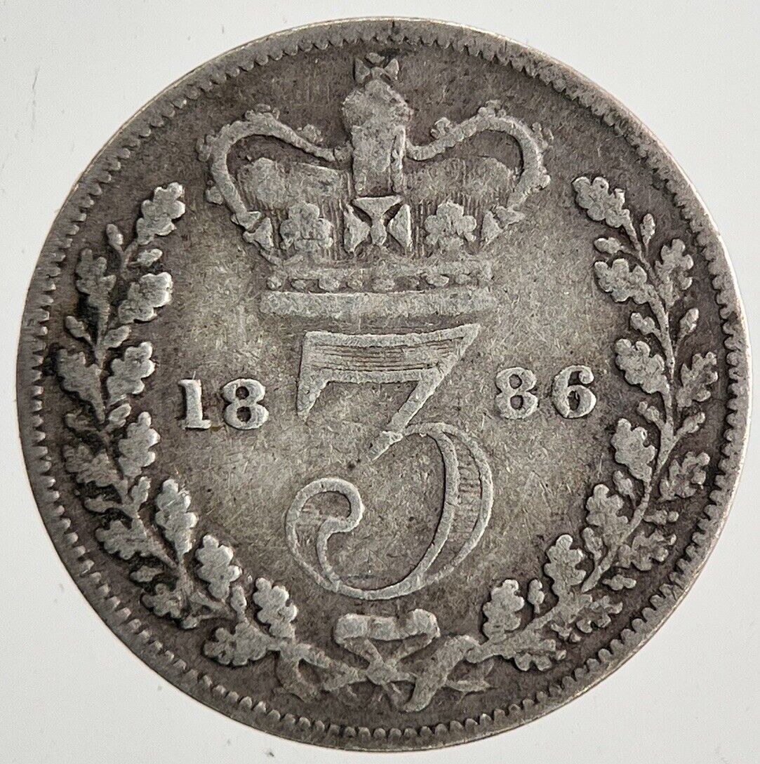 1886 Victoria Threepence Silver Coin | Fine Collectable Grade | a9560
