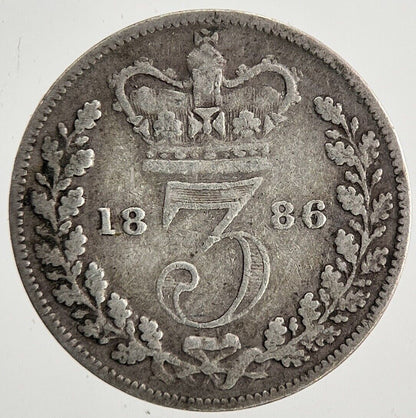 1886 Victoria Threepence Silver Coin | Fine Collectable Grade | a9560