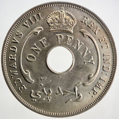 1936 British West Africa One Penny Coin | Very Fine Grade | a9504