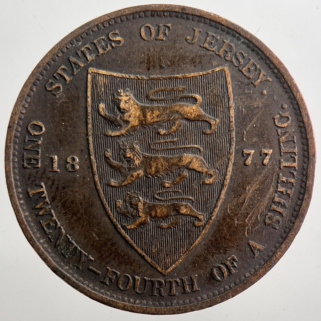 1877 Jersey 1/24th One-Twenty-Fourth-Shilling Coin | Collectable Grade | a7479
