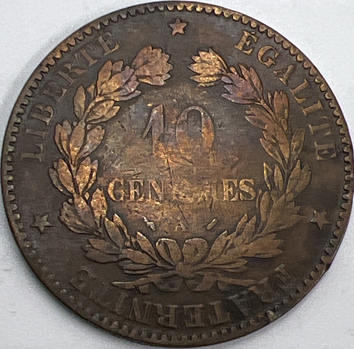 1896 France 10 Centimes | French Copper Coin | Fair Grade | a513