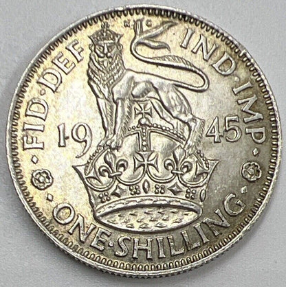 1945 Shilling | British Silver Coin | George VI | Extra Fine Grade