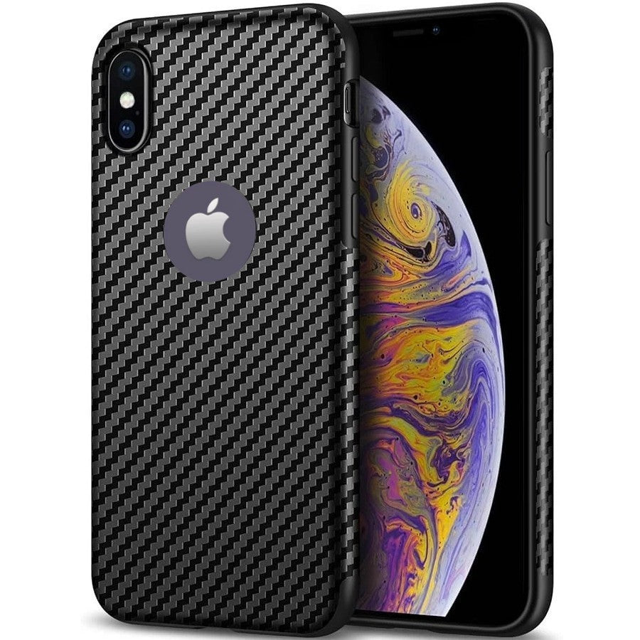 iPhone X / XS TPU Carbon Fiber Effect Slim Case Protector Premium UK Stock