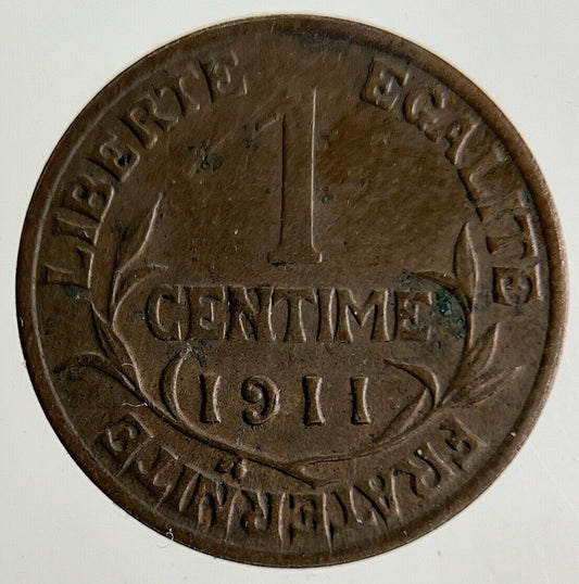 1911 France 1 Un Centime Coin | Very High Grade