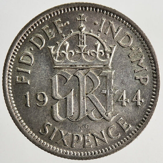 1944 George VI British Sixpence Silver Coin | Very High Grade | a9765