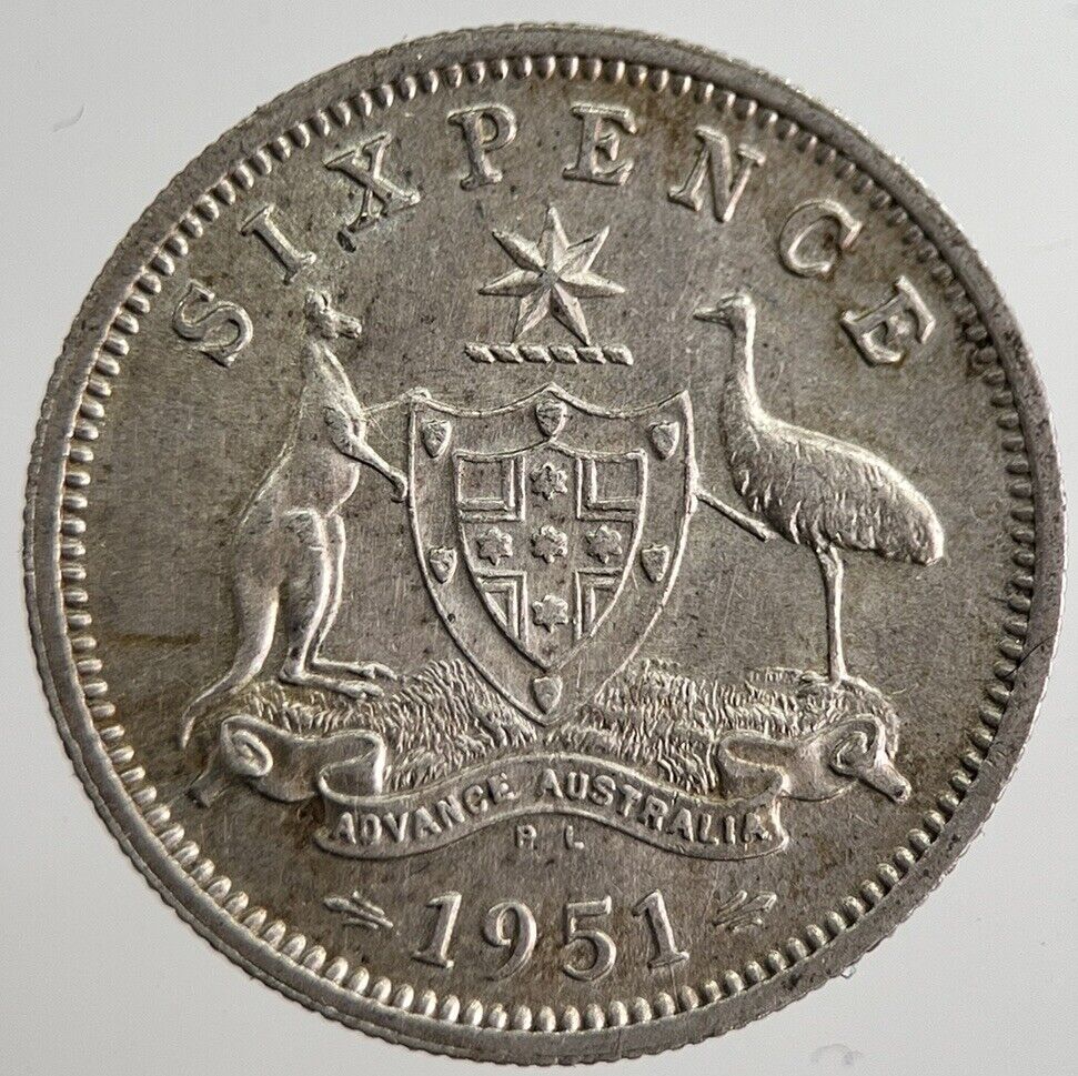 1951 Australia Sixpence Silver Coin | Very High Grade | a8524
